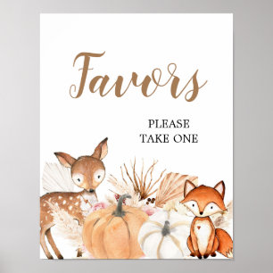 Poster Favoritos para festas de Chá de fraldas Boho Woodl