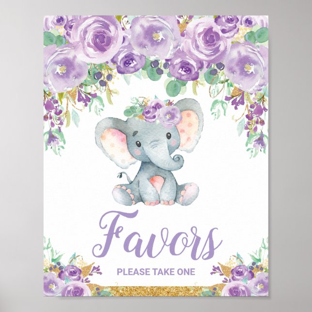 Poster Favoritos para festas de Chá de fraldas de Elefant (Frente)