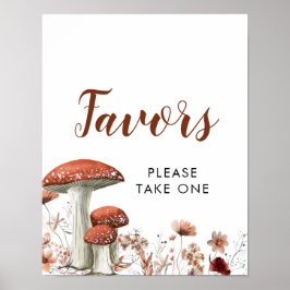 Poster Favoritos para festas Floral de Boho Mushroom Post