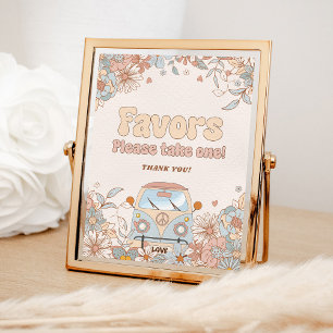 Poster Favoritos para festas Hippie Retro Floral Groovy