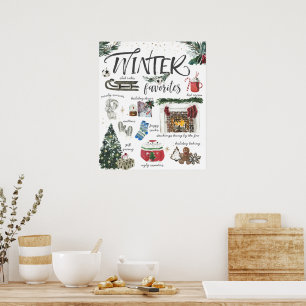Poster Favoritos Trendy Winter   Ilustrações de Aquarela