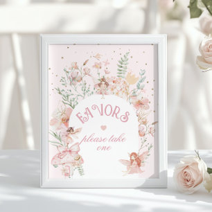 Poster Favors de Fada Caprichoso Roxo Aniversário de 1 an