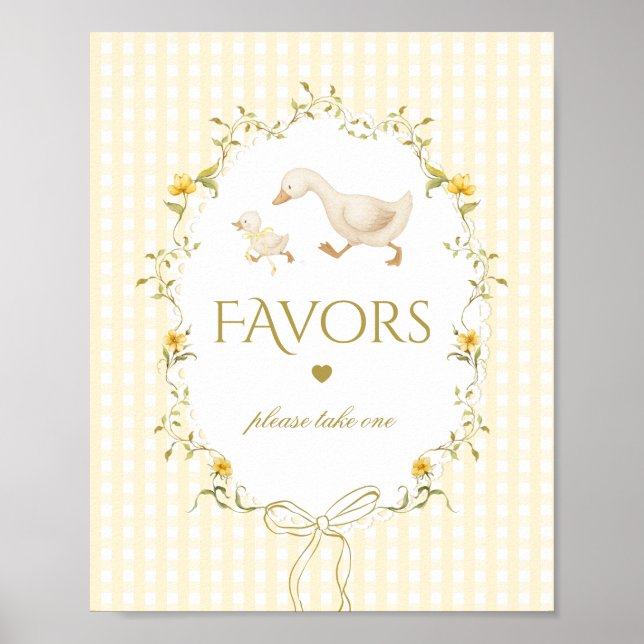 Poster Favors Silly Goose gender neutral gingham (Frente)