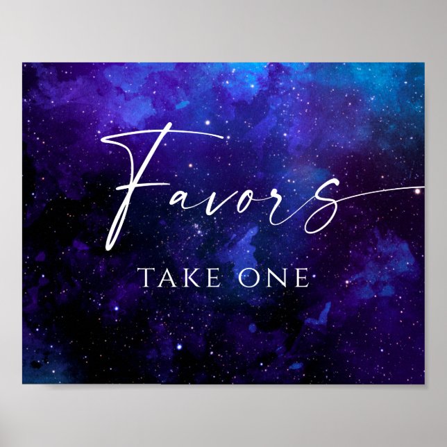 Poster Favors Space Wedding Sign | Starry Night Galaxy (Frente)