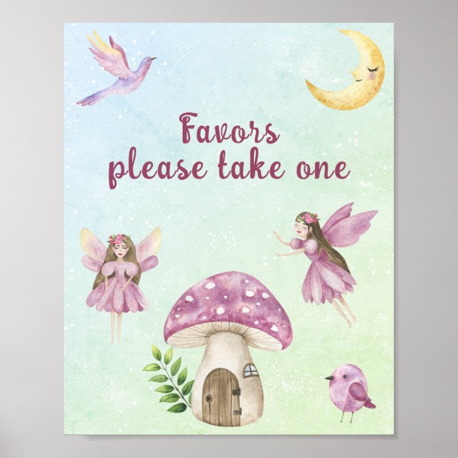 Poster Favorzinhas para chá de bebê Fada (Frente)