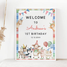 Poster Fazenda Animal chamando todos os primeiros anivers