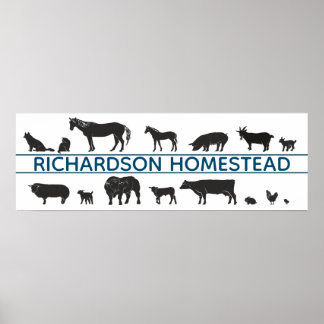 Poster Fazenda Animal Silhouettes Personalizadas Homestea