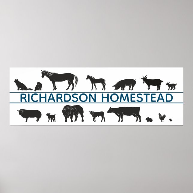 Poster Fazenda Animal Silhouettes Personalizadas Homestea (Frente)