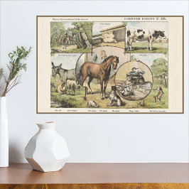 Póster Fazenda Animal Vintage Trabalho de arte neerlandês