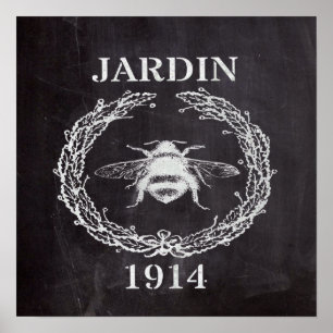 Poster fazenda chic chalkboard french vintage bee