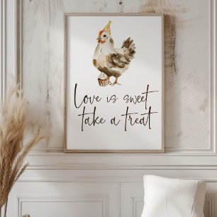 Poster Fazenda Country Galinha Casamento O Amor é Doce Fa