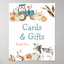 Poster Fazenda de Abóbora de Queda Trator Animal Watercol