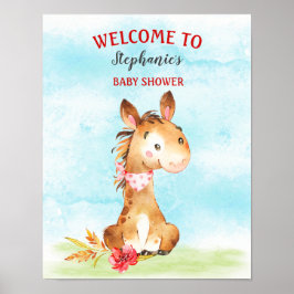 Poster Fazenda de Chá de fraldas de Cavalo de Aquarela