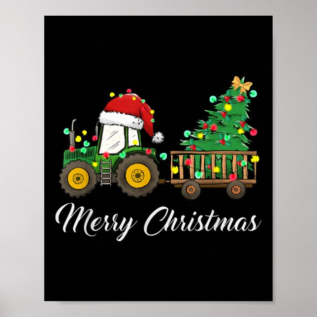 Poster Fazenda de fazendeiro de suor de Natal do trator F (Frente)