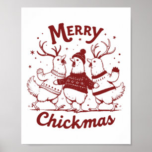 Poster Fazenda de Natal de Frango Engraçada Animais Bons 