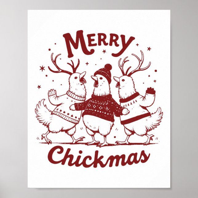 Poster Fazenda de Natal de Frango Engraçada Animais Bons  (Frente)