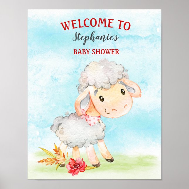 Poster Fazenda de Ovinos de Aquarela (Frente)