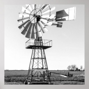 Poster Fazenda de Windmill de água agrícola