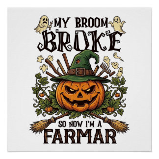 Póster Fazenda do Varrender Quebrado Abóbora de Halloween