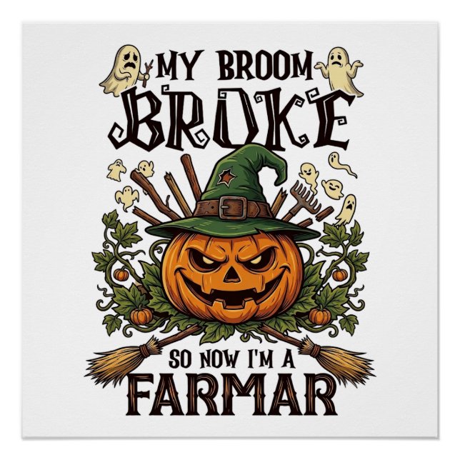 Póster Fazenda do Varrender Quebrado Abóbora de Halloween (Frente)