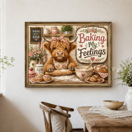 Poster Fazenda Engraçada de Vaca das Terras Altas Cozinha