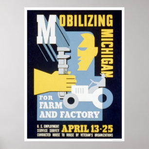 Poster Fazenda Fatory Michigan 1943 WPA