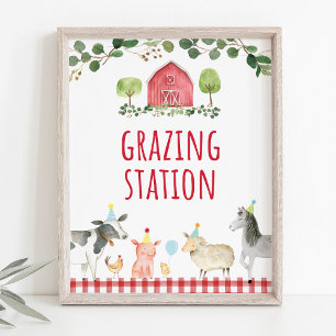 Poster Fazenda Greenery Grazy Station Sinal de Comida de