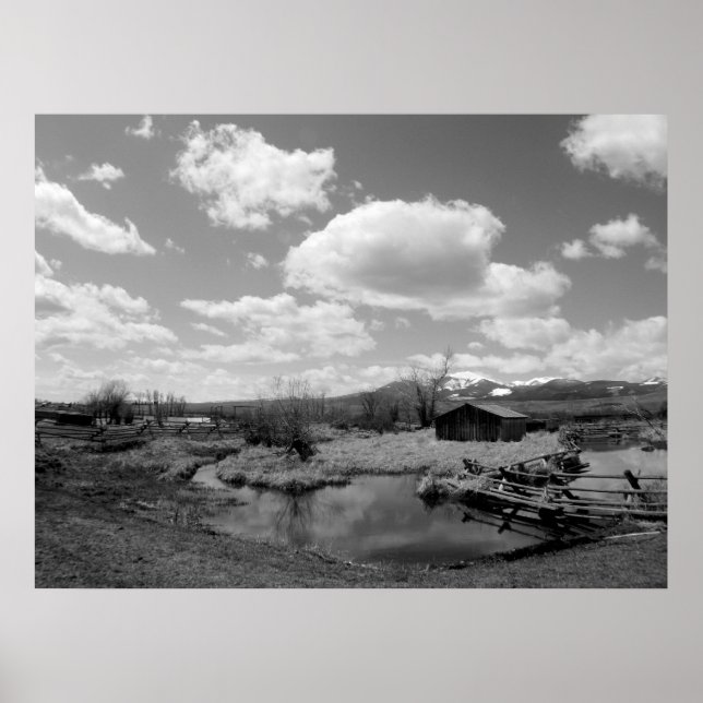 Póster Fazenda Montana em preto e branco (Frente)