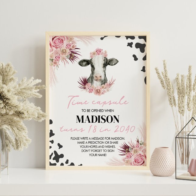 Poster Fazenda Vaca Aniversário Hora Sinal da cápsula (Criador carregado)