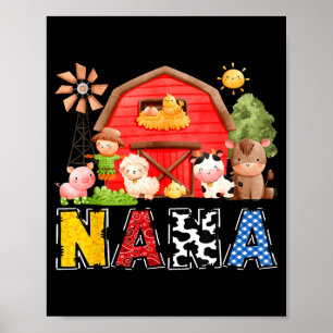 Poster Fazenda Vaca Vermelha Nana Menino Aniversário Corr