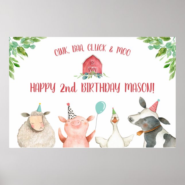 Poster Fazenda Velho MacDonald Barnyard Animais Vermelhos (Frente)
