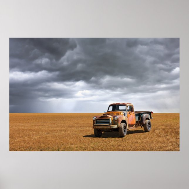 Poster Fazendas | Caminhão Antigo no Campo (Frente)
