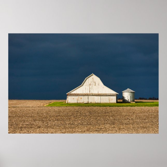 Poster Fazendas | White Barn & Silo (Frente)
