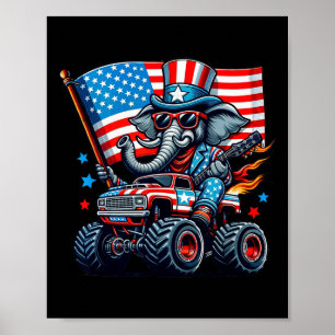 Poster Fazendeiro de Elefantes Bandeira Americana Patriot