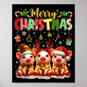 Poster Fazendeiro Engraçado Feliz Natal Rena Papai Noel G