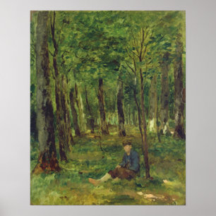 Póster Fazendeiro novo que senta-se na floresta, 1878