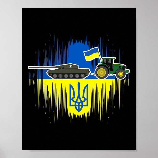 Poster Fazendeiro ucraniano engraçado rouba tanque da ban (Frente)