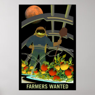 Poster Fazendeiros Procurados em Marte Estilo Retro Cláss