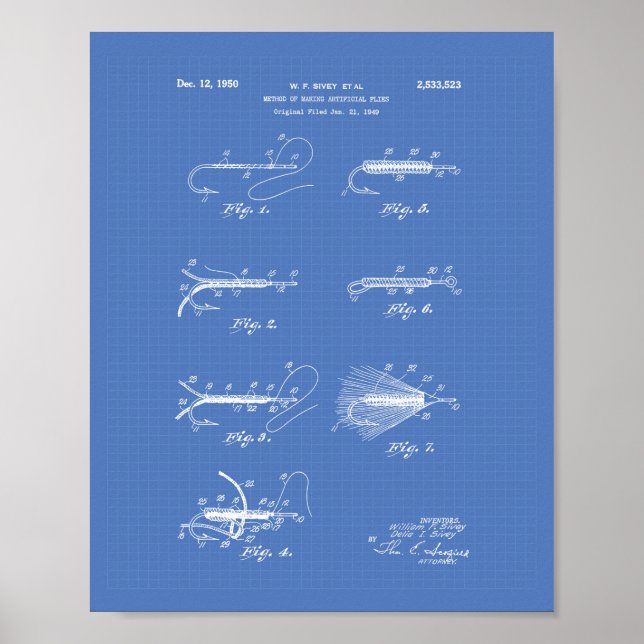 Póster Fazer Artificial 1950 Patent Art - Blueprint (Frente)