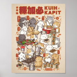 Poster Fazer de Gato de Ano Novo Chinês Tradicional Kuih 