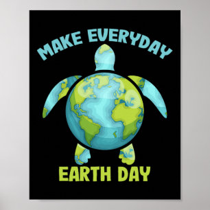 Poster Fazer O Dia Da Terra Salvar A Tartaruga Do Mar Pla
