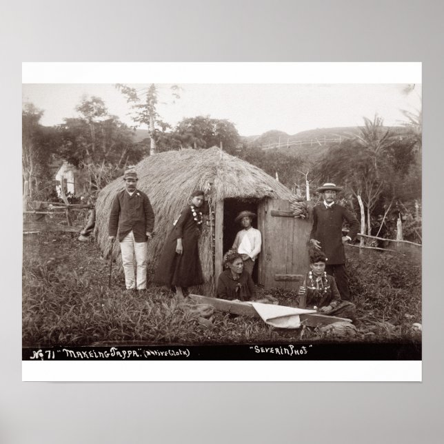 Póster Fazer Tappa, um pano nativo, c.1875 (foto sepia) (Frente)