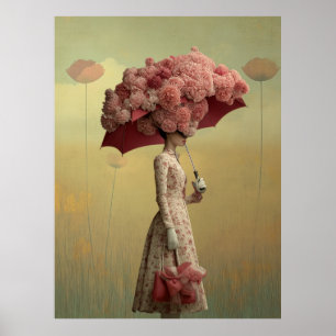 Poster *~* FD2 26 Surrealista Flores Retrô Guarda-Chuva V