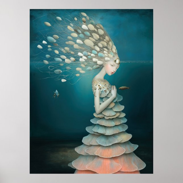 Poster *~* FD2 5  Deusa da Água Fantasia Mar Mermaid  (Frente)