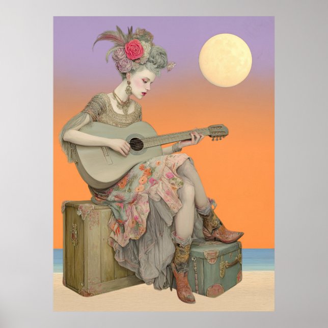 Poster ^~* FD2 Bohemian Boho Woman Guitar 2 (Frente)