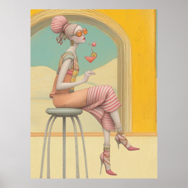 Poster ^~* FD2 Glam Bohemian Boho Cocktail Mulher 5 (Frente)