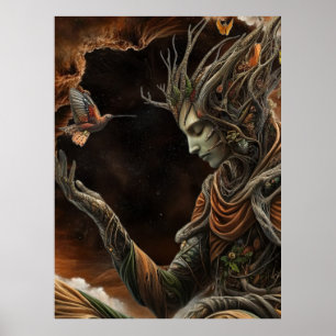 Poster *~* FD3 29 Mystical MAN Earth Keeper Humming Bird