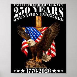 Poster Fé & liberdade bandeira americana águia 250 EU