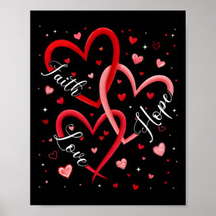 Poster Fé Cristã Esperança Amor Corações Religioso Valent
