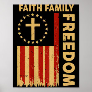 Poster Fé Cristã Patriótica nas Costas Família Dom Deus C